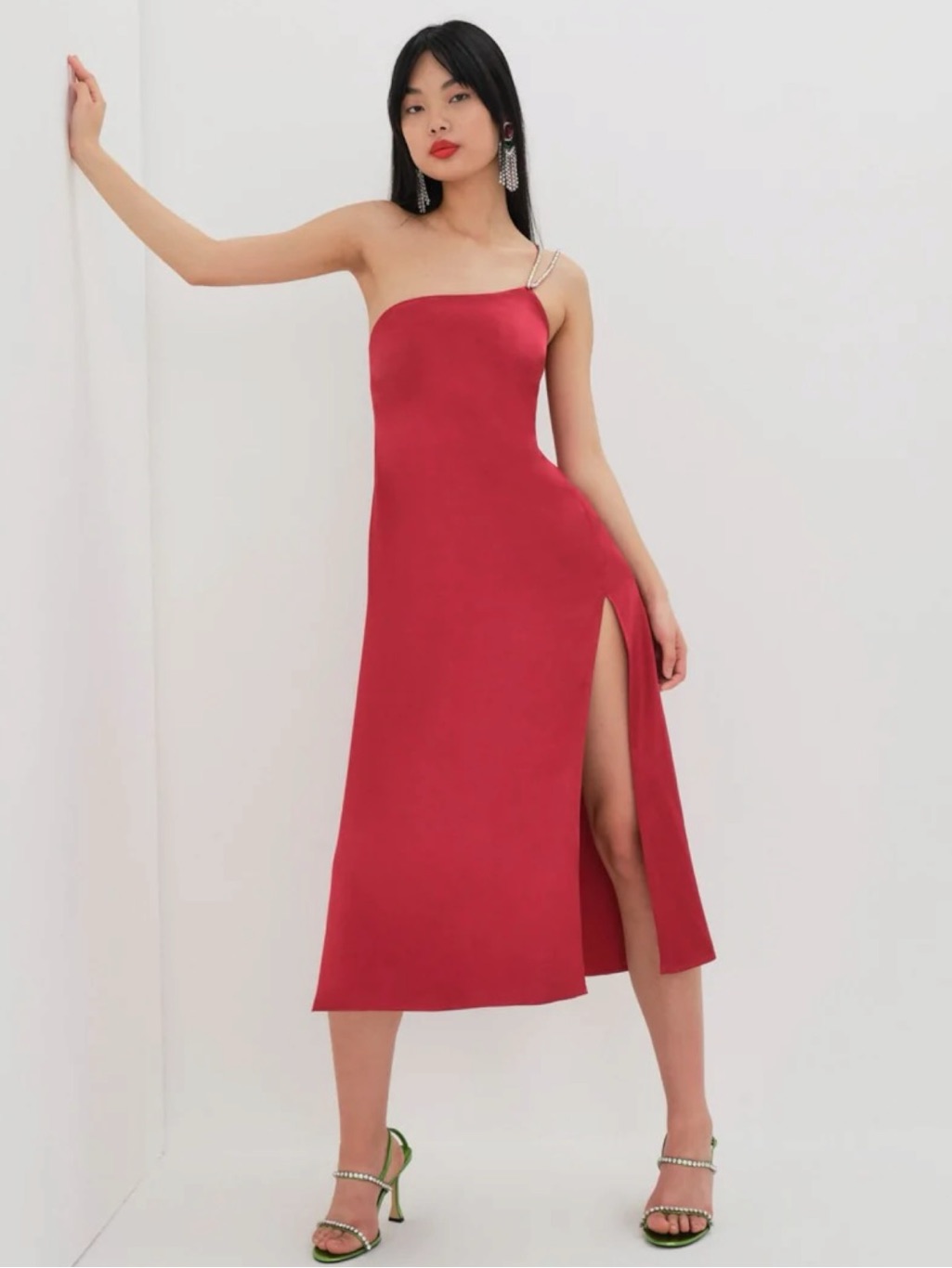For Love And Lemons Elora Midi Dress In Red Xs Nwt Evening Party Slit Holiday